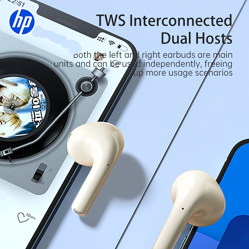 HP Wireless Earbuds, TWS Semi-In-Ear Headphones with 30H Long Standby, Noise-Reduction Calls, Hi-Fi Stereo Sound, Comfortable Fit, Touch Control, Compatible with IOS & Android, Ideal Christmas & Winter Holiday Gift for Family