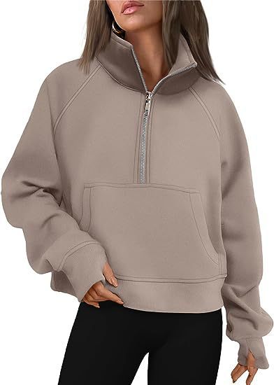 Loose Half-Zip Fleece-Lined Sweater Pullover