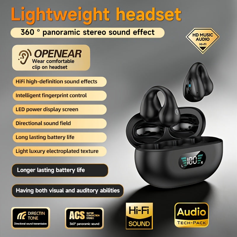 Comfortable True Wireless Sport Earbuds with Clip-On Design, Featuring TWS HIFI Bass, 9D Stereo Sound, And HD Calling Capabilities, Suitable for Android And for iphone Devices, Perfect for Gaming And As a Valentine'S Day Pres