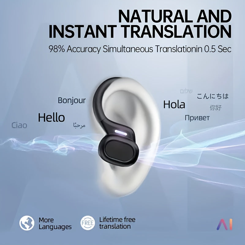 144-Language AI Intelligent Earphones with Real-Translation - Wireless, Control, High-Quality Sound & Music Playback, USB-C Charging Included, Travel Earphones