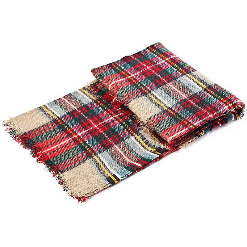 Oversized Plaid Tassel Blanket Scarf