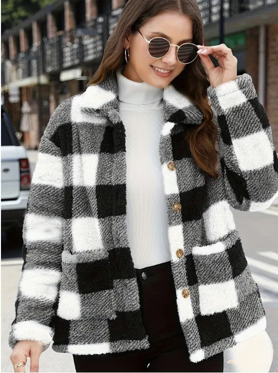 Classic Buffalo Plaid Button-Down Shirt Jacket