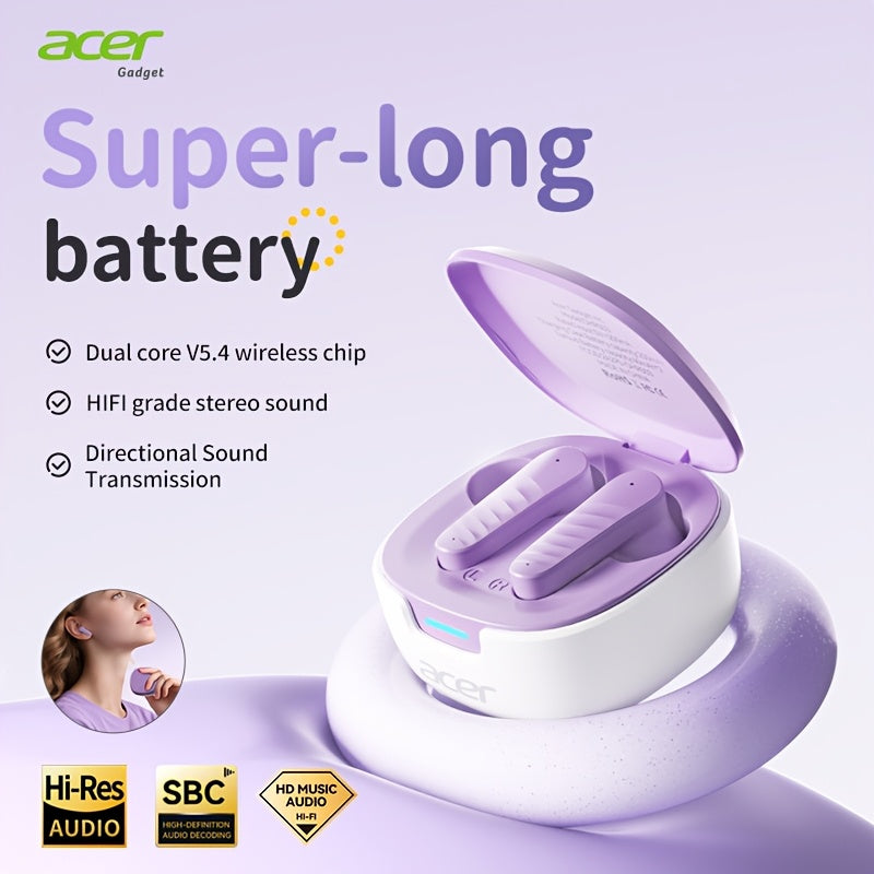 ACER OHR503 Wireless Headphones Offer Extended Standby Time, High-Fidelity Stereo Sound, Smart Noise Cancellation for Calls, Low Latency for Gaming, And a Comfortable Fit Suitable for Travel, Sports, Work, Study