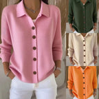 Button-Front Lapel Sweater Cardigan
