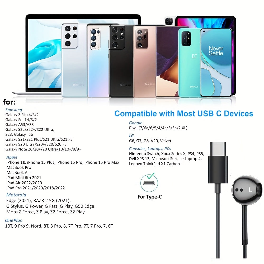 Wired Headphones Compatible with iPhone Earbuds with 3.5mm Or USB Type C Plug Earphones Built-In Microphone & Volume Control Compatible with iPhone/iPad/Android/Laptop/PC/Computer for Samsung And Other 3.5mm Or USB Type C Jac