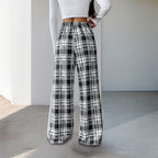 Plaid High-Waist Wide-Leg Pants