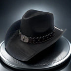 Retro Straw Cowboy Hat with Adjustable Star Accent Band