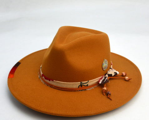 Wool-Like Retro Felt Cap British Wide Brim Hat