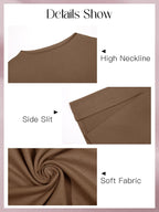 Oversized Side-Slit T-Shirt with 3/4 Sleeves