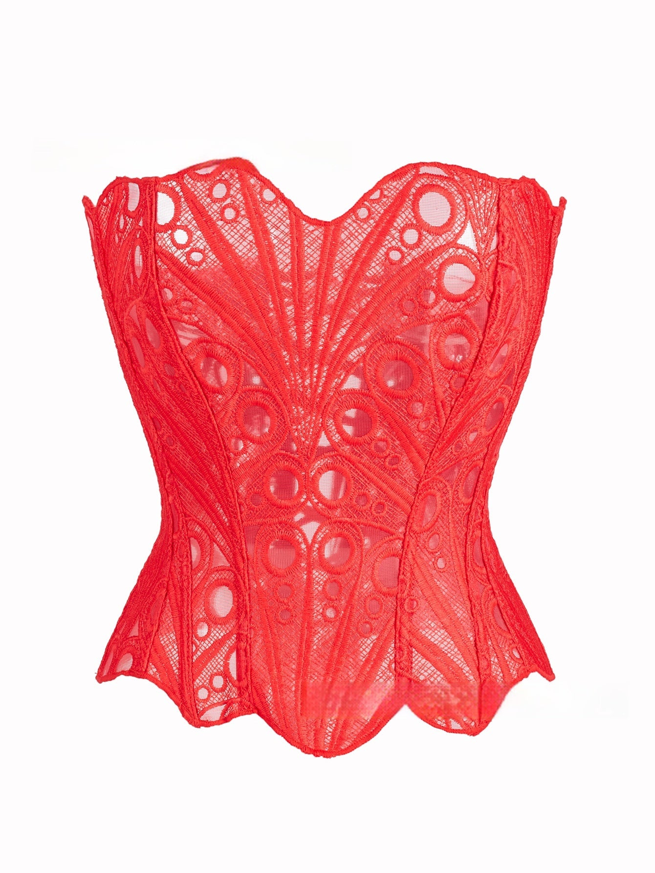 Hollow-Out Lace Corset Top