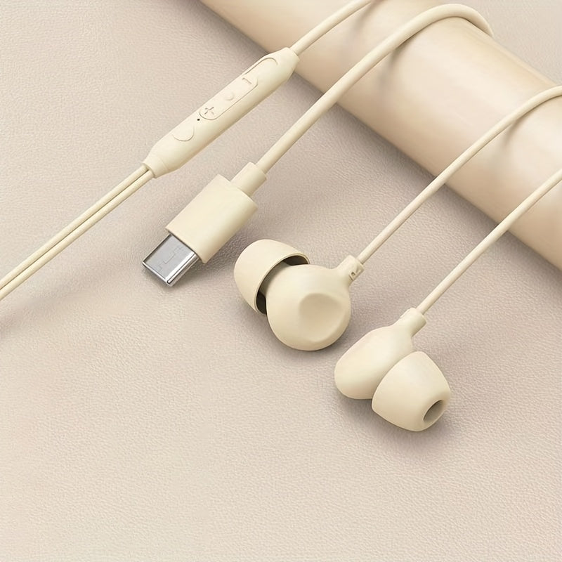 Wired Headphones, In-Ear Headphones, Sleep Headphones, with a Microphone, High-Definition Calls, 3.5Mm Round Jack, Type-C Flat Connector, Compatible with Most Smartphones And Tablets, Suitable for Gaming, Music, Sports, Study