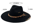 Wool-Like Retro Felt Cap British Wide Brim Hat