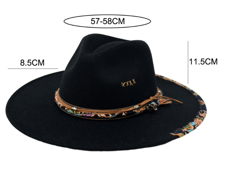 Wool-Like Retro Felt Cap British Wide Brim Hat