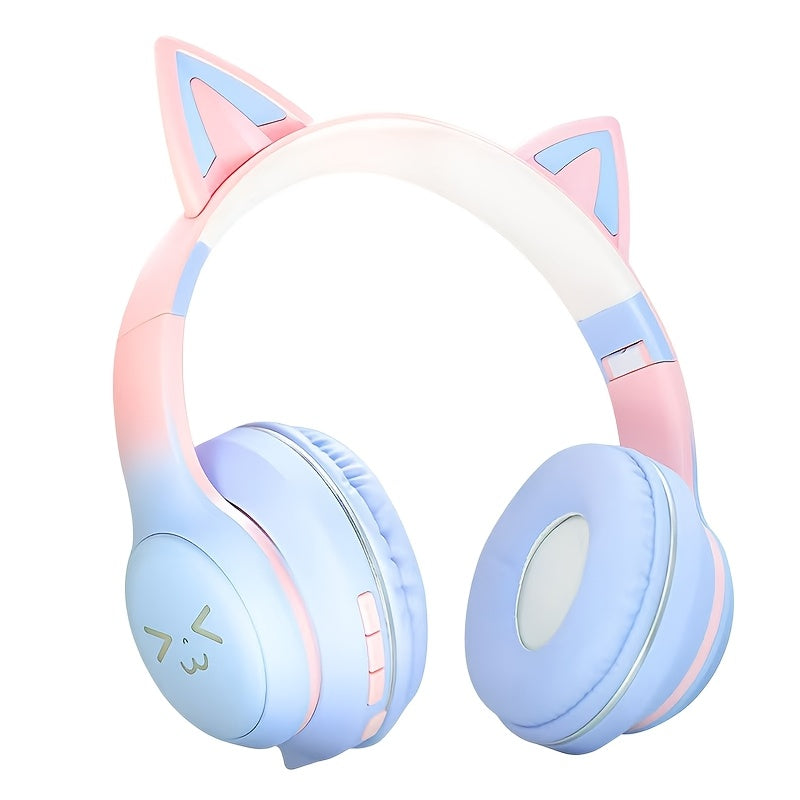 Wireless Cat Ear Gaming Headset with Surround Sound, Suitable for PC and Laptops, Voice Communication | Vibrant RGB Lighting | Over-Ear Headband, Gaming Headset, Ideal for Gifting
