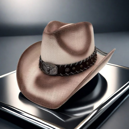 Retro Straw Cowboy Hat with Adjustable Star Accent Band