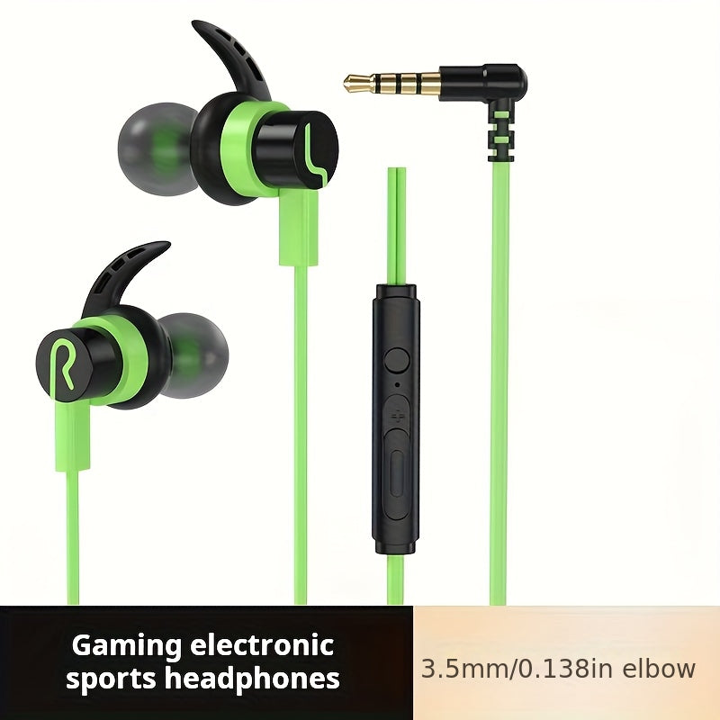 Professional Gaming Headphones | In-ear Wired, Low Latency, High-Definition Calls, Tangle-Free Cable, Microphone with Line Control, 3.5mm Round Jack and Type-C Flat Jack, Suitable for Most Mobile Phones, Ideal for Gaming, Mus