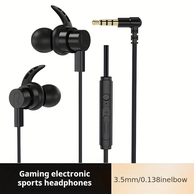 Professional Gaming Headphones | In-ear Wired, Low Latency, High-Definition Calls, Tangle-Free Cable, Microphone with Line Control, 3.5mm Round Jack and Type-C Flat Jack, Suitable for Most Mobile Phones, Ideal for Gaming, Mus