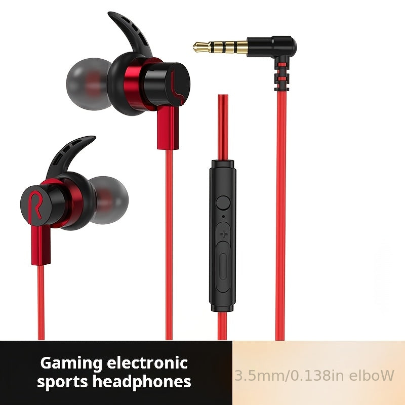 Professional Gaming Headphones | In-ear Wired, Low Latency, High-Definition Calls, Tangle-Free Cable, Microphone with Line Control, 3.5mm Round Jack and Type-C Flat Jack, Suitable for Most Mobile Phones, Ideal for Gaming, Mus