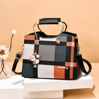 Checkered Design Women's Bag - Satchel Portable Shoulder Crossbody Handbag