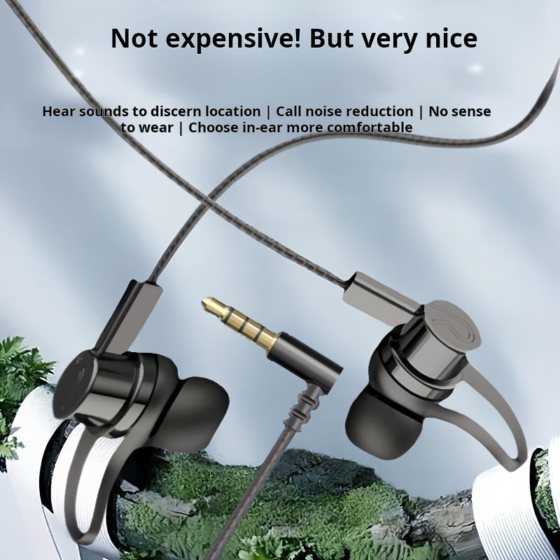 In-Ear Wired Headphones, Music Headphones, Gaming Wired Headphones, Low Latency, Inline Control with Microphone, High-Definition Calls, Compatible with 3.5Mm Round Jack And Type-C Flat Port, Suitable for Most Smartphones