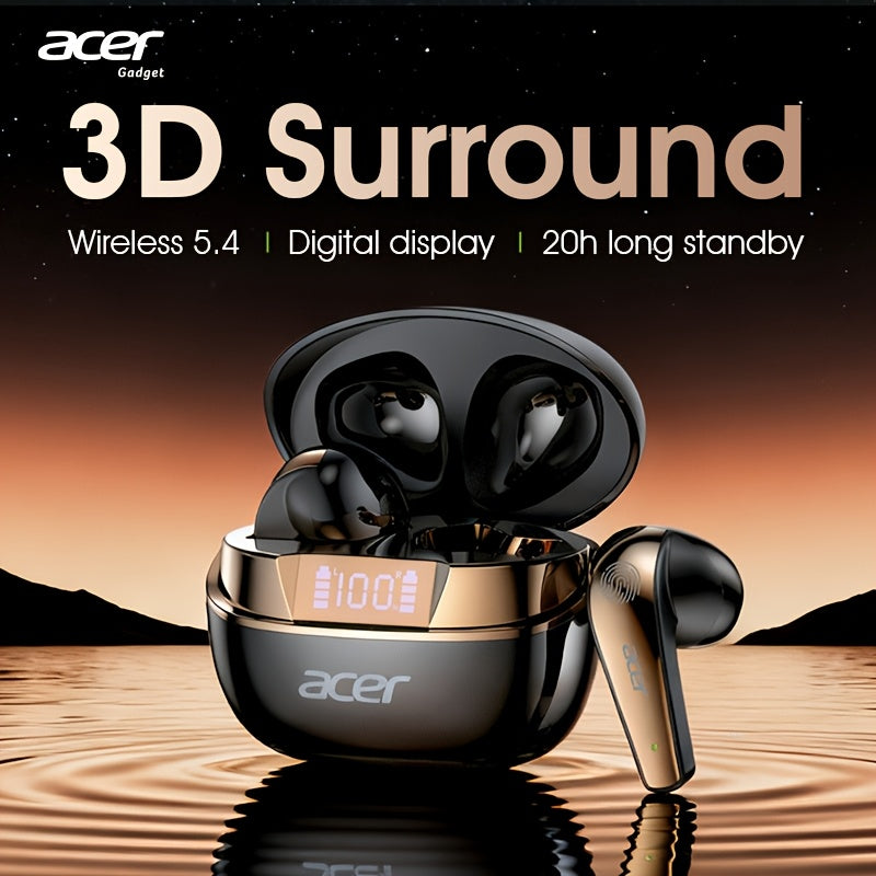 Acer TWS Wireless Earbuds with Deep Bass Stereo Sound + Call Noise Reduction, Long Battery Life, In-Ear Design for Sports And Running, Low Latency Gaming Mode, HIFI Audio, Lightweight Touch Control Design, Stylish Appearance