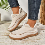 Fashion V-Cut Plush Winter Ankle Boots with Faux Suede Finish