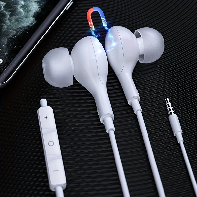 URIZONS 3.5mm Jack Wired In-Ear Magnetic Headphones with Mic - Wired Heavy Bass in Ear Earbuds High Fidelity HiFi Earphones with Mic for Sport/Gaming/Music