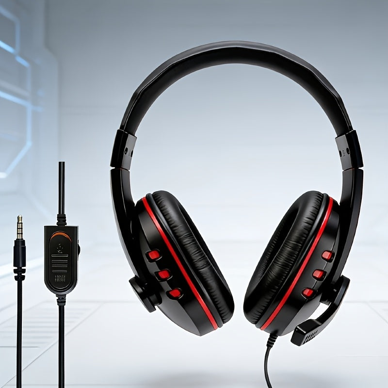 Wired Over-Ear Headphones with LED Lighting, Gaming Headset with Noise-Isolating Ear Cushions, 3.5mm Jack, Broadcast-Grade Microphone, Volume Control, Suitable for PC, Laptop, Gaming, and Office Use