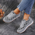 Flower Print Lace-Up Casual Fashion Lightweight Breathable Sneakers