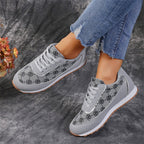 Flower Print Lace-Up Casual Fashion Lightweight Breathable Sneakers