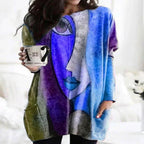 Abstract Face Print Longline Top