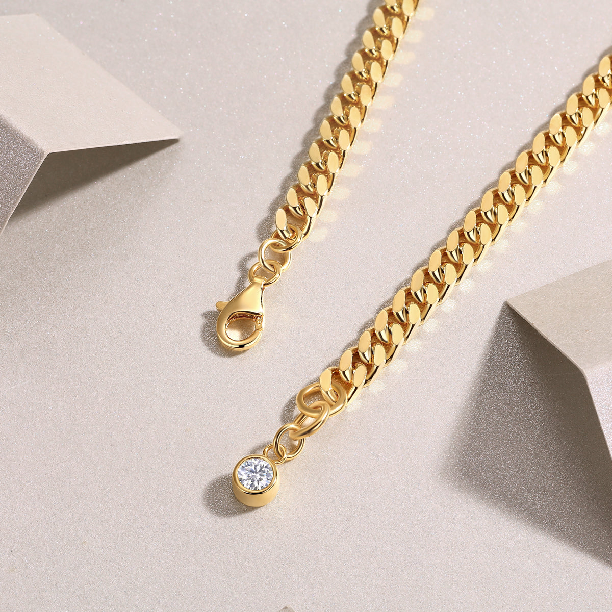 Luxury Mossan Diamond S925 Silver Curb Chain Link Bracelet