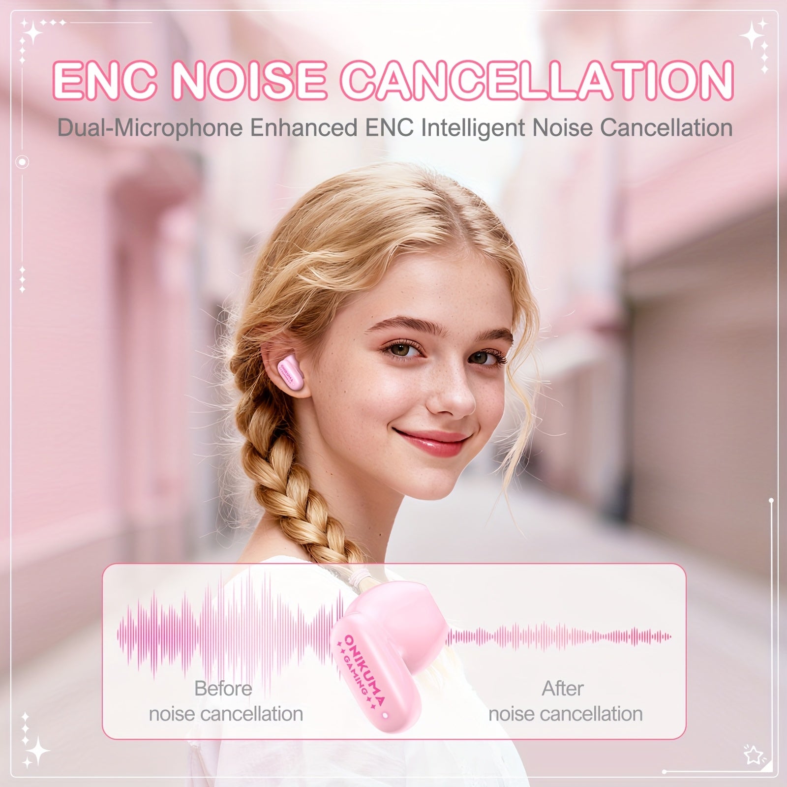 ONIKUMA TX603 New Face-Changing Charging Case Wireless Half-In-Ear Headphones Touch Control Gift Necklace/Plush Pendant Fashion Pendant Small And Lightweight Rechargeable Battery Not Wireless Connection Type-C Port Charging M