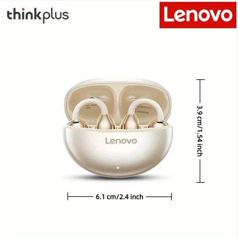 Lenovo 2025 New Bone Conduction Bluetooth Ear Clip Headphones for Phones and Tablets, Non-In-Ear Clip Design
