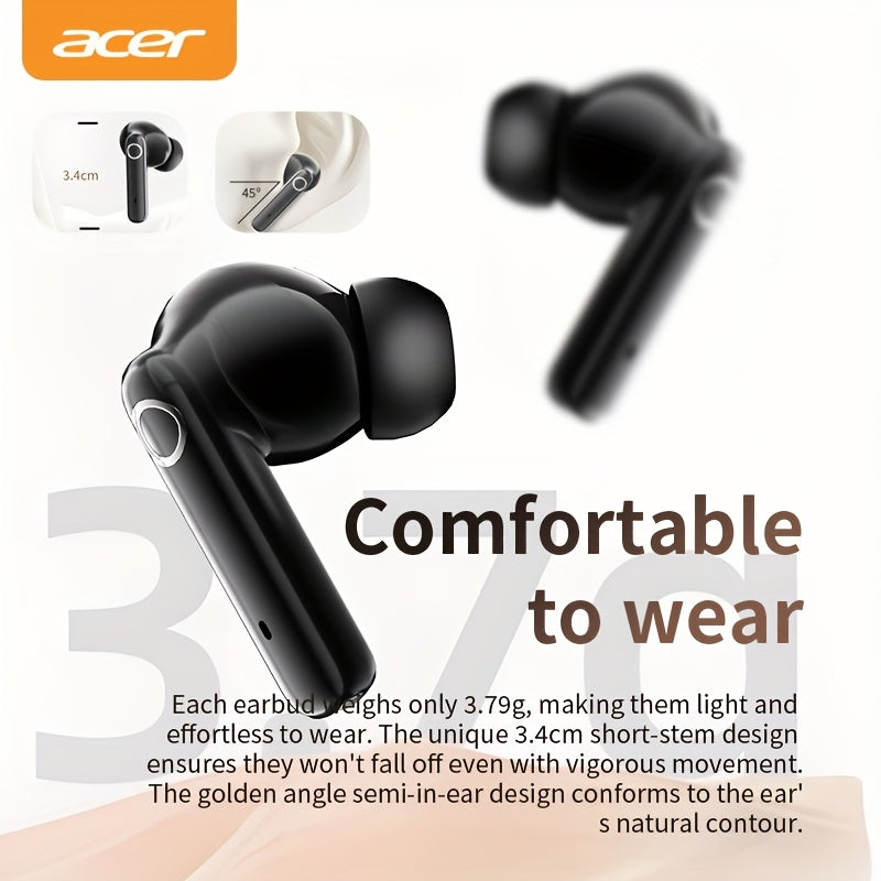 [Acer Official Genuine Product] In-Ear Design | TWS Wireless Earbuds | Stereo | Deep Bass | Low Latency for Calls | Comfortable Fit (For Study/Business/Sports/Running/Fitness) | Portable Design | Multi-Device Compatibility (P