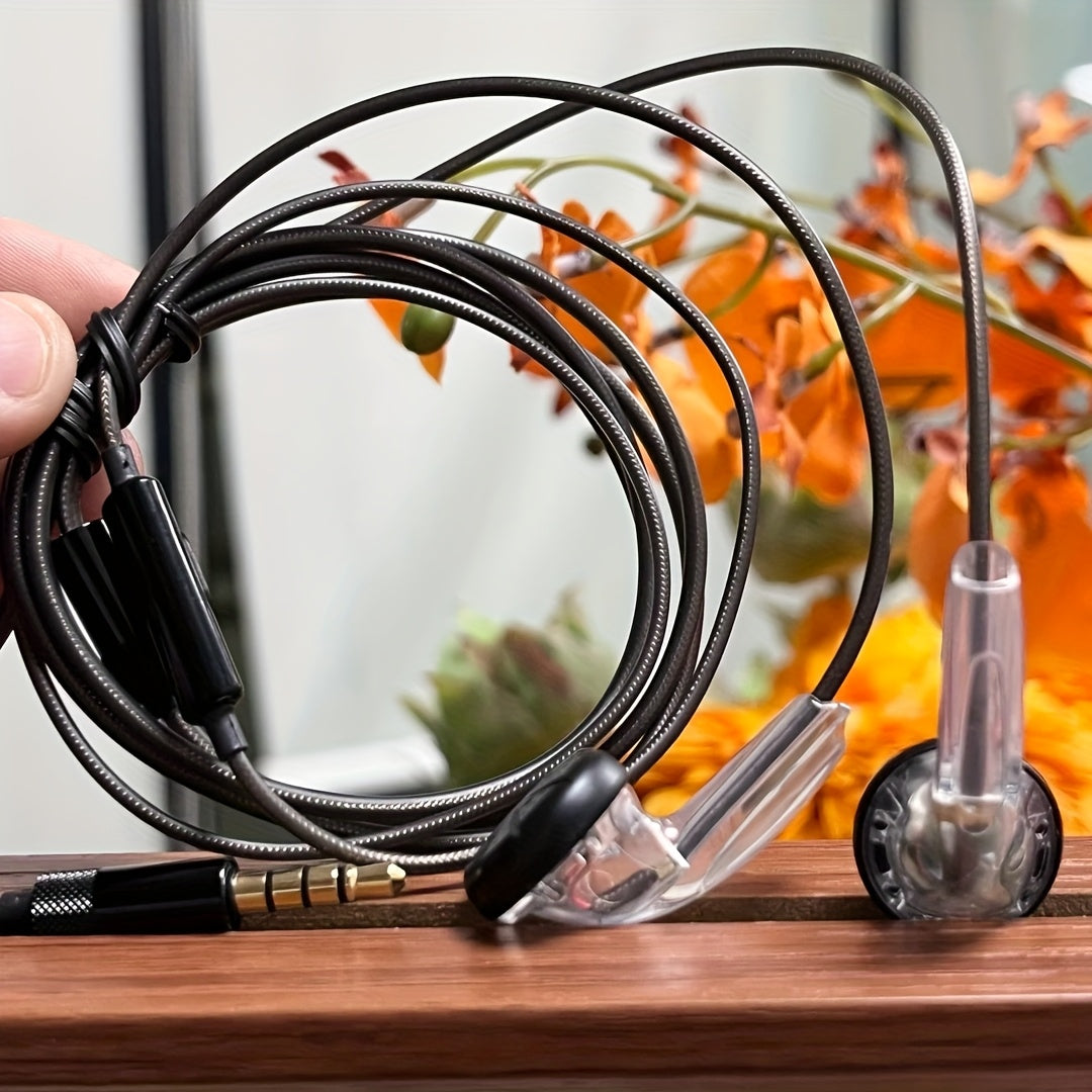 Classic In-Ear Headphones with Microphone, 3.5mm Jack, Push Button Control, No Noise Control, Suitable for Mobile and PC