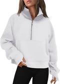 Loose Half-Zip Fleece-Lined Sweater Pullover