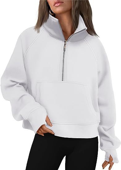 Loose Half-Zip Fleece-Lined Sweater Pullover