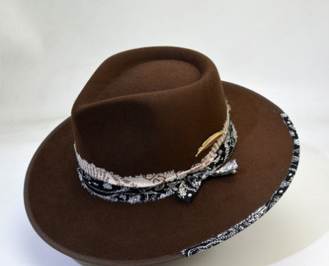 Wool-Like Retro Felt Cap British Wide Brim Hat