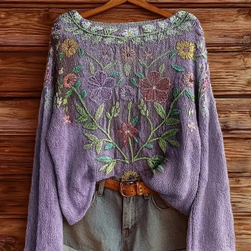 Vintage Bohemian Printed Knit Top