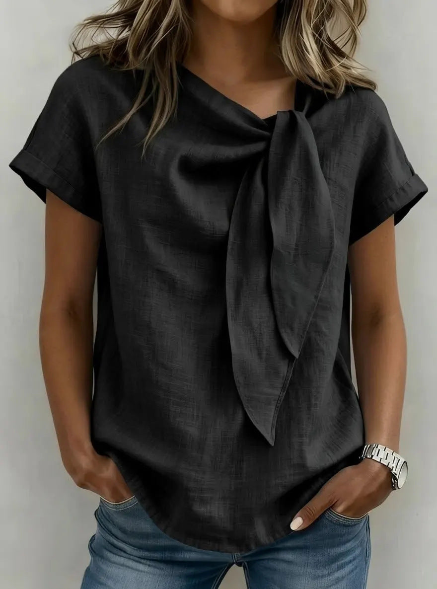 Women's Summer Short Sleeve Casual T-Shirt - Cotton Blend Lightweight Everyday Top For Daily Wear