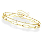 Dainty 14K Gold Filled Layered Paperclip Chain Bracelet Set