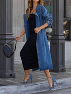 Longline Denim Windbreaker Trench Coat