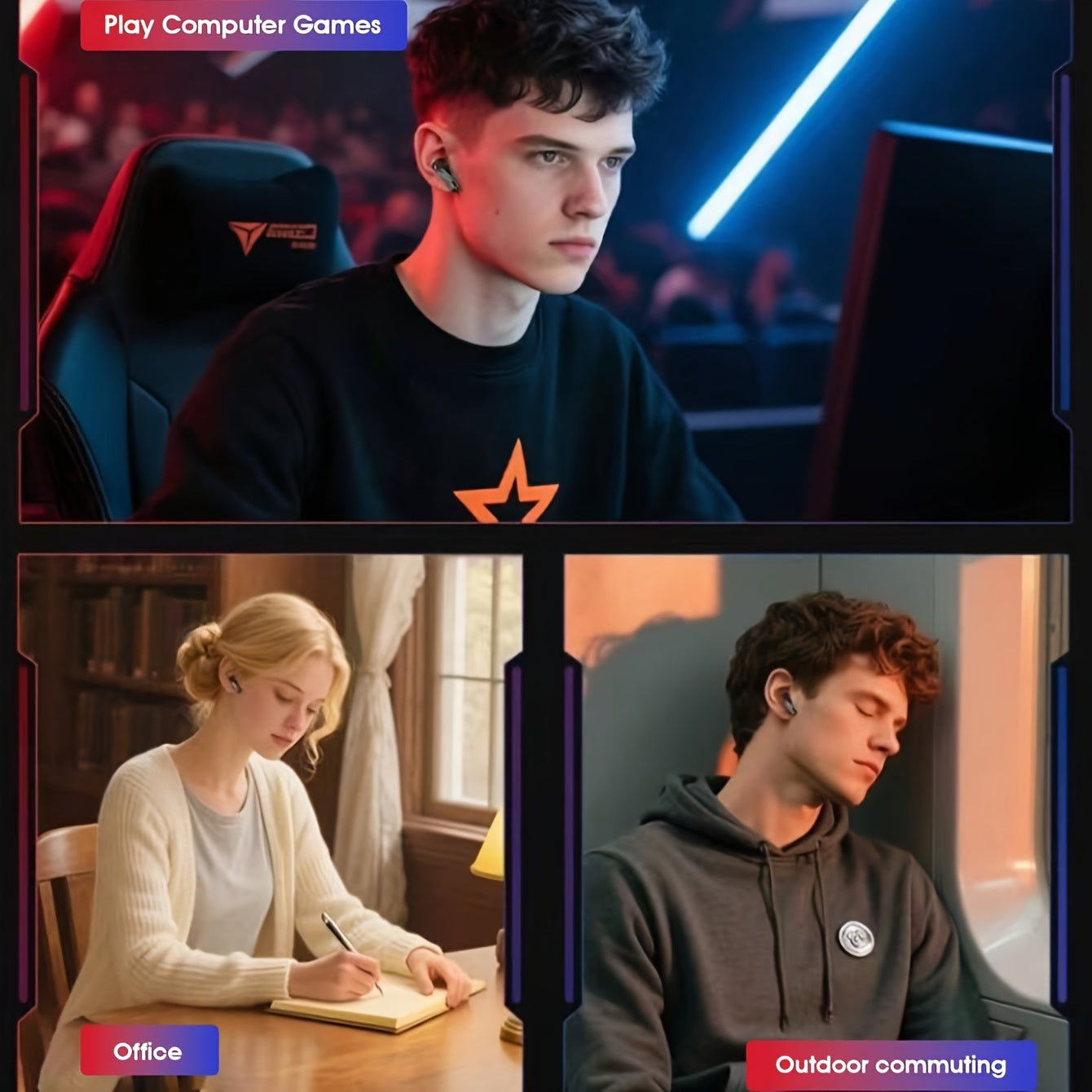 Lenovo TG101 True Wireless Earbuds, Designed for Gamers, Minimal Delay, RGB Lighting, Extended Battery Duration, High-Fidelity Audio, New Model for 2025