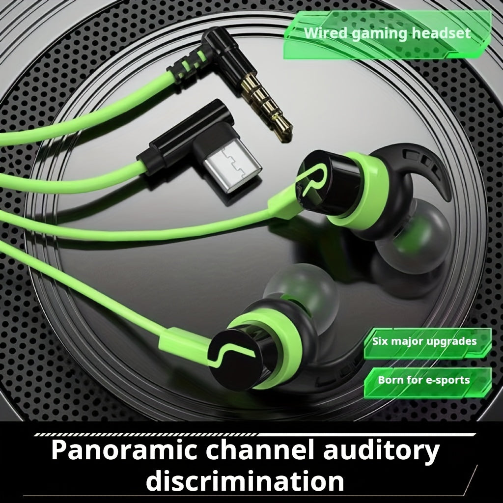 Professional Gaming Headphones | In-ear Wired, Low Latency, High-Definition Calls, Tangle-Free Cable, Microphone with Line Control, 3.5mm Round Jack and Type-C Flat Jack, Suitable for Most Mobile Phones, Ideal for Gaming, Mus