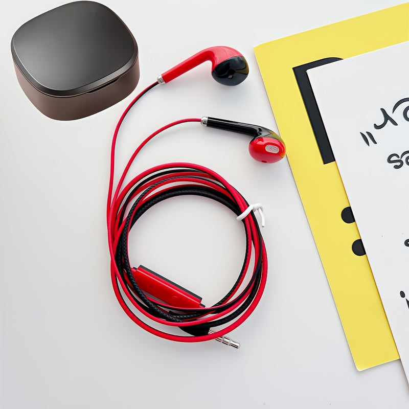 1pc - In-ear wired headphones with microphone - universal for mobile phones and tablets - portable and practical