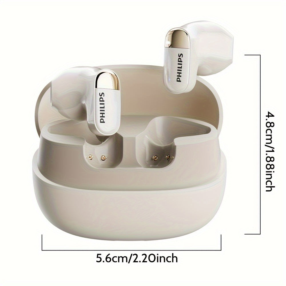 Philips Bt5.4 Wireless In-Ear Headphones | Noise Cancellation, Volume Control, Condenser Microphone, 400Mah Rechargeable Case, Type-C Fast Charging, Semi-Open-Back Design, Compatible With Cellphones For Gaming, No Cable Neede