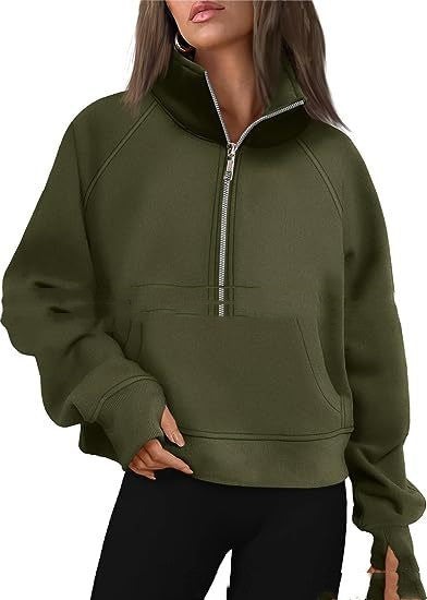 Loose Half-Zip Fleece-Lined Sweater Pullover