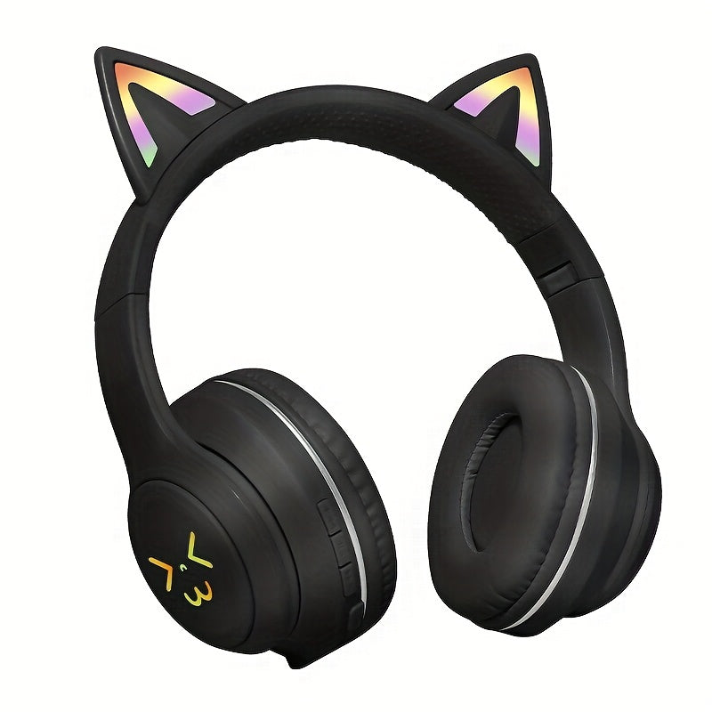 Wireless Cat Ear Gaming Headset with Surround Sound, Suitable for PC and Laptops, Voice Communication | Vibrant RGB Lighting | Over-Ear Headband, Gaming Headset, Ideal for Gifting
