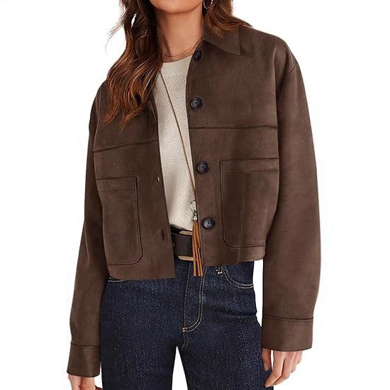 Casual Faux Suede Short Jacket Coat